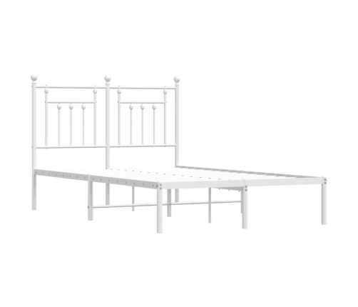 vidaXL gultas rāmis ar galvgali, balts metāls, 120x200 cm