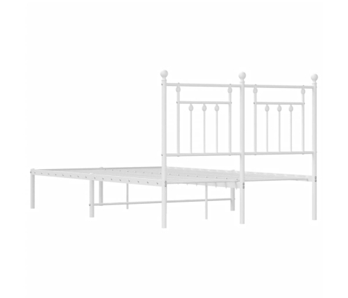 vidaXL gultas rāmis ar galvgali, balts metāls, 120x200 cm