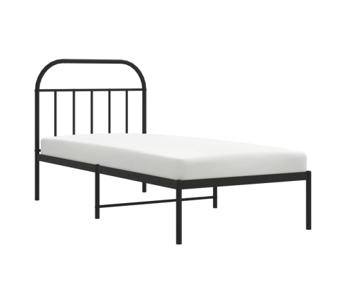 vidaXL gultas rāmis ar galvgali, melns metāls, 90x200 cm