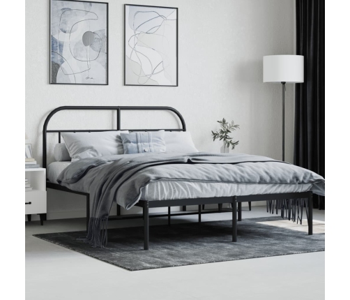 vidaXL gultas rāmis ar galvgali, melns metāls, 140x190 cm