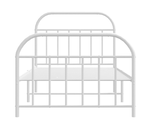 vidaXL gultas rāmis ar galvgali un kājgali, balts metāls, 100x190 cm