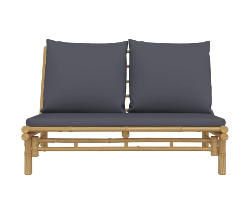 vidaXL dārza sols ar tumši pelēkiem matračiem, bambuss