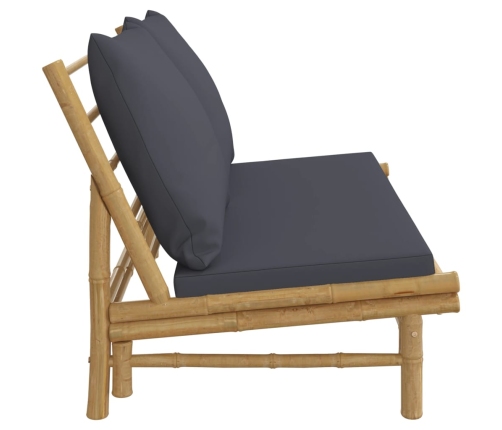 vidaXL dārza sols ar tumši pelēkiem matračiem, bambuss