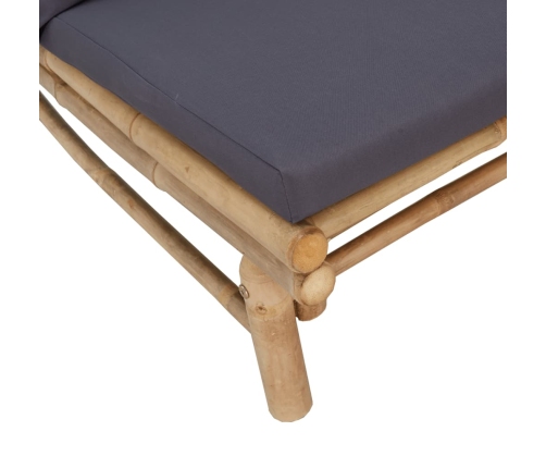 vidaXL dārza sols ar tumši pelēkiem matračiem, bambuss