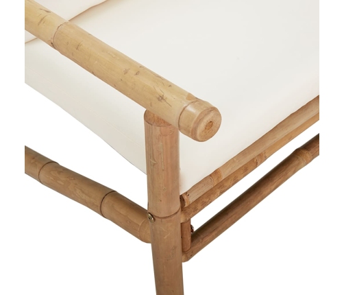 vidaXL dārza sols ar krēmbaltiem matračiem, bambuss