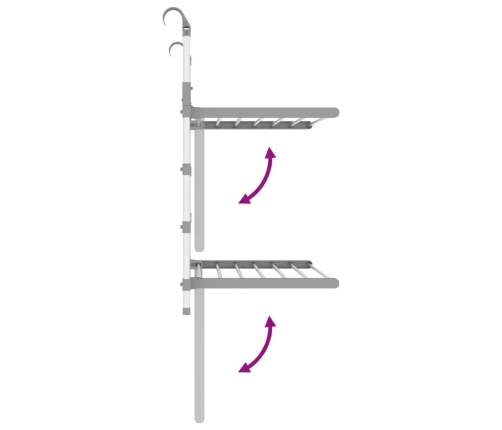 vidaXL žāvēšanas statīvs balkonam, 54x25x42 cm, alumīnijs