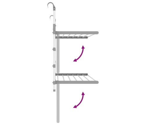 vidaXL žāvēšanas statīvs balkonam, 89x25x(60-95) cm, alumīnijs