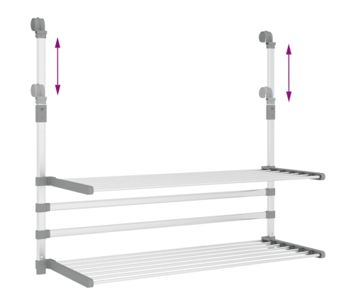 vidaXL žāvēšanas statīvs balkonam, 89x25x(60-95) cm, alumīnijs
