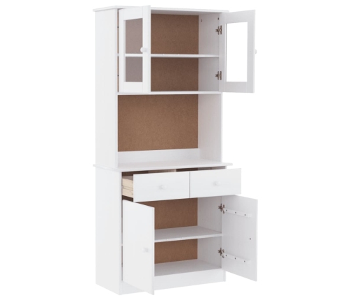 vidaXL kumode ALTA, balta, 77x35x165 cm, priedes masīvkoks