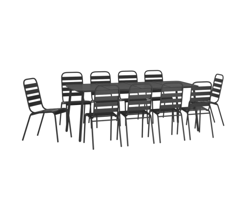 vidaXL 11-daļīgs dārza mēbeļu komplekts, antracītpelēks tērauds