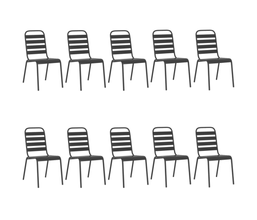 vidaXL 11-daļīgs dārza mēbeļu komplekts, antracītpelēks tērauds