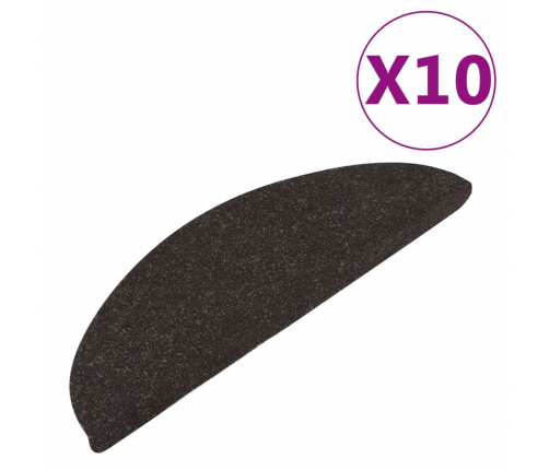 vidaXL kāpņu paklāji, 10 gab., pašlīmējoši, 56x17x3 cm, melni