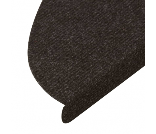 vidaXL kāpņu paklāji, 10 gab., pašlīmējoši, 56x17x3 cm, melni