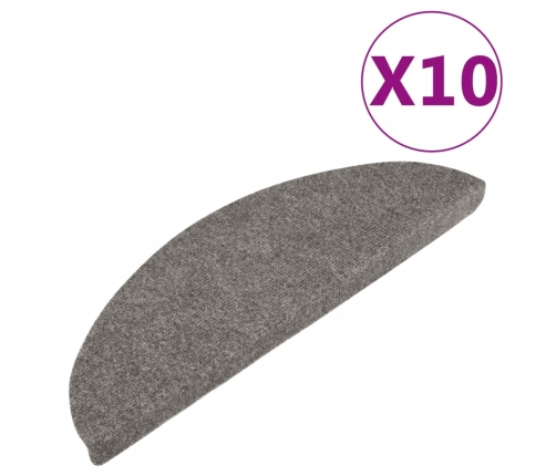 vidaXL kāpņu paklāji, 10 gab., pašlīmējoši, 56x17x3 cm, pelēki