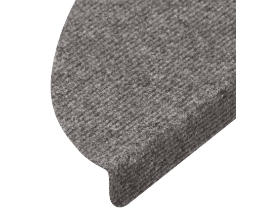 vidaXL kāpņu paklāji, 10 gab., pašlīmējoši, 56x17x3 cm, pelēki