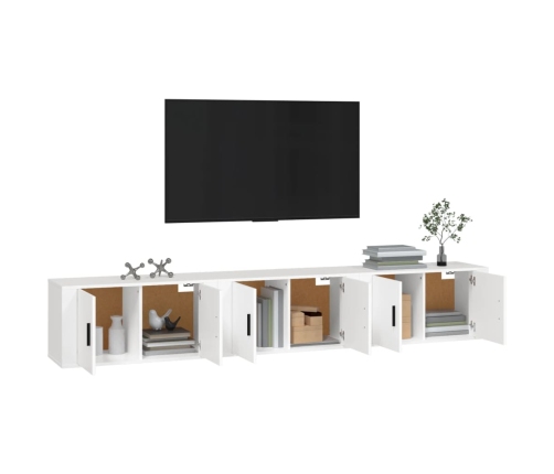 vidaXL sienas TV skapīši, 3 gab., balti, 80x34,5x40 cm