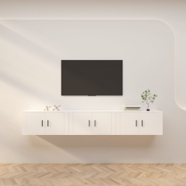 Sienas Tv Skapīši, 3 Gab., Balti, 80X34,5X40 Cm Vidaxl