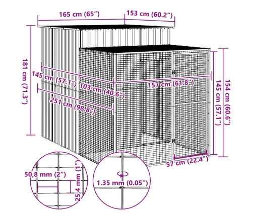 Vistu Būris, Pelēks, 165X251X181 Cm, Cinkots Tērauds Vidaxl