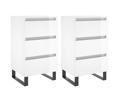 vidaXL naktsskapīši, 2 gab. spīdīgi balti 40x35x69cm inženierijas koks