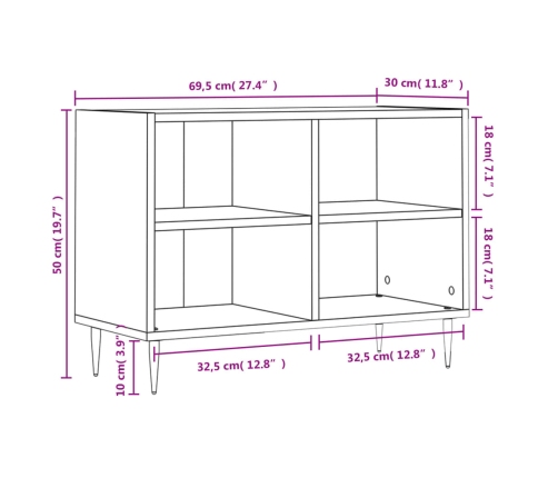 vidaXL TV skapītis, ozolkoka krāsa, 69,5x30x50 cm, inženierijas koks