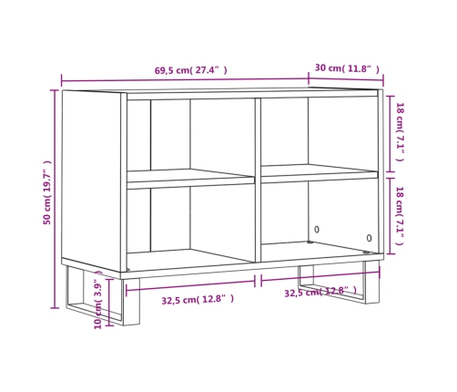vidaXL TV plauktiņš, balts, 69,5x30x50 cm, inženierijas koks