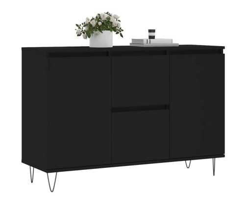 vidaXL kumode, melna, 104x35x70 cm, inženierijas koks