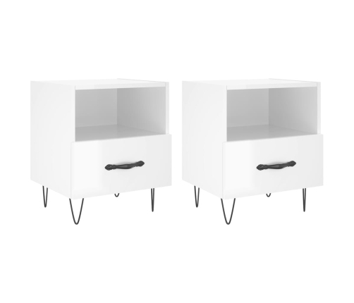 vidaXL naktsskapīši, 2 gab., balti, 40x35x47,5 cm, inženierijas koks