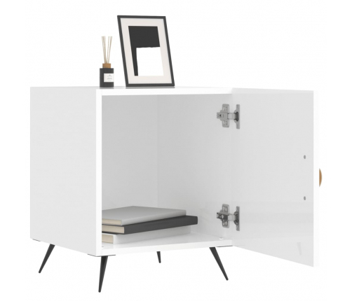 vidaXL naktsgaldiņš, spīdīgi balts, 40x40x50 cm, inženierijas koks