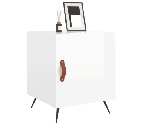 vidaXL naktsgaldiņš, spīdīgi balts, 40x40x50 cm, inženierijas koks