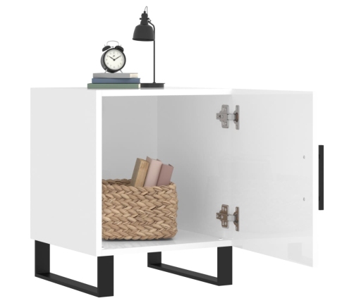 vidaXL naktsgaldiņš, spīdīgi balts, 40x40x50 cm, inženierijas koks