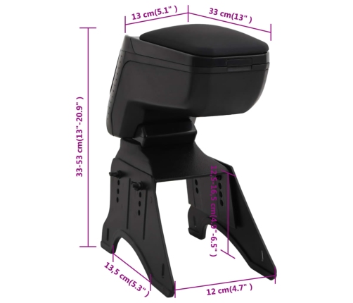 vidaXL automašīnas roku balsts, universāls, 13x33x(33-53) cm, ABS