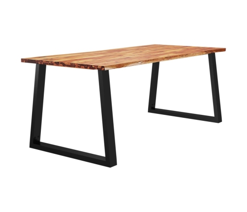 vidaXL virtuves galds, dabīgas formas malas, 200x90x75 cm, akācija