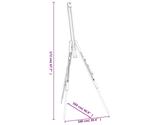 vidaXL molberts, 100x104x172 cm, dižskābarža masīvkoks