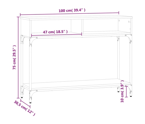 vidaXL konsoles galdiņš, melns, 100x30,5x75 cm, inženierijas koks