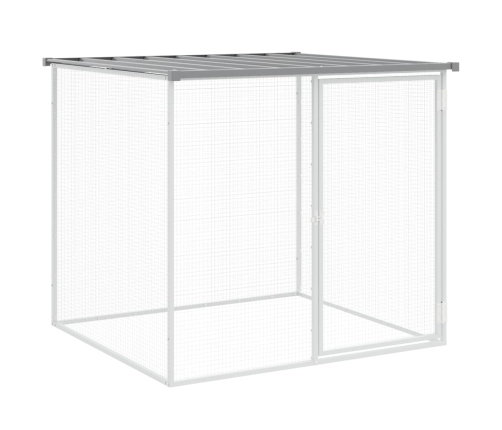 vidaXL vistu būris, jumts, gaiši pelēks, 203x98x90 cm, cinkots tērauds