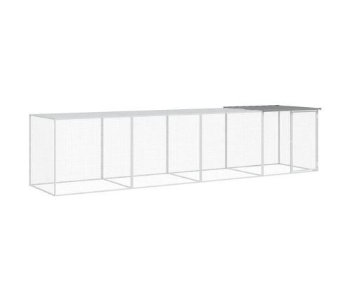 vidaXL vistu būris, jumts, gaiši pelēks, 403x98x90 cm, cinkots tērauds