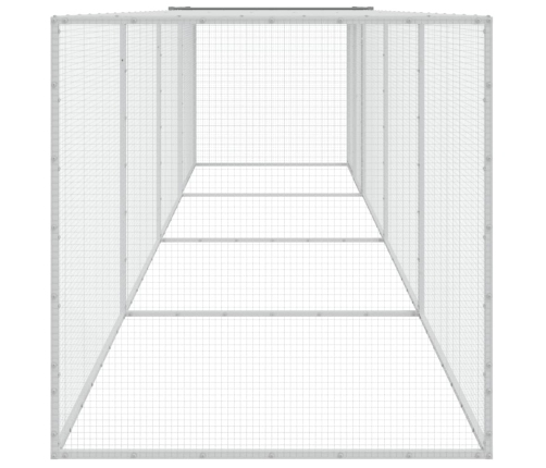 vidaXL vistu būris, jumts, gaiši pelēks, 403x98x90 cm, cinkots tērauds