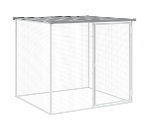 vidaXL vistu būris, jumts, gaiši pelēks, 403x98x90 cm, cinkots tērauds