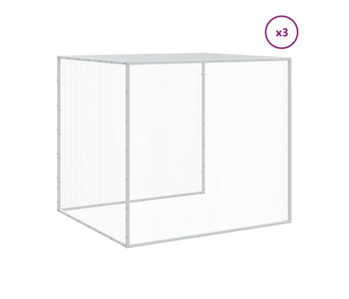 vidaXL vistu būris, jumts, gaiši pelēks, 403x98x90 cm, cinkots tērauds