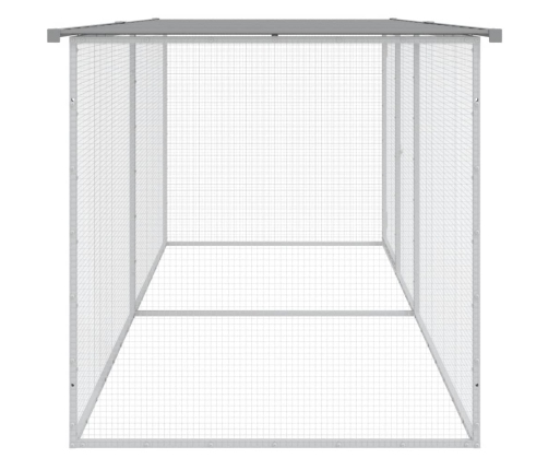 vidaXL vistu būris, jumts, gaiši pelēks, 203x98x90 cm, cinkots tērauds