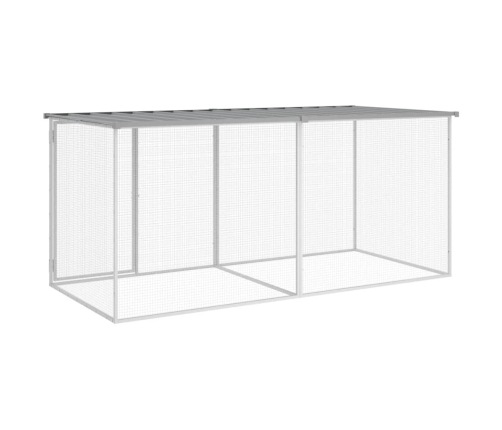 vidaXL vistu būris, jumts, gaiši pelēks, 203x98x90 cm, cinkots tērauds