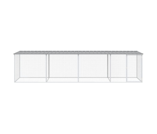 vidaXL vistu būris, jumts, gaiši pelēks, 403x98x90 cm, cinkots tērauds