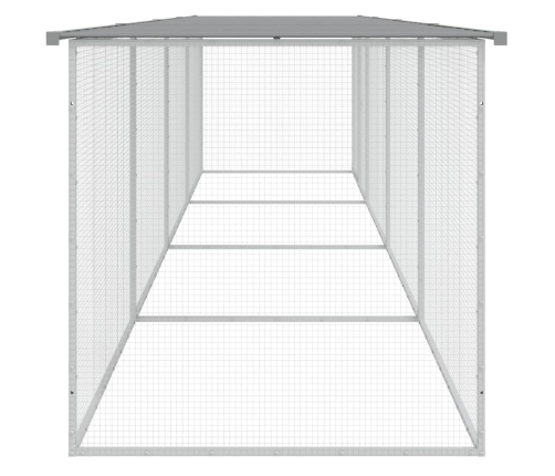 vidaXL vistu būris, jumts, gaiši pelēks, 403x98x90 cm, cinkots tērauds