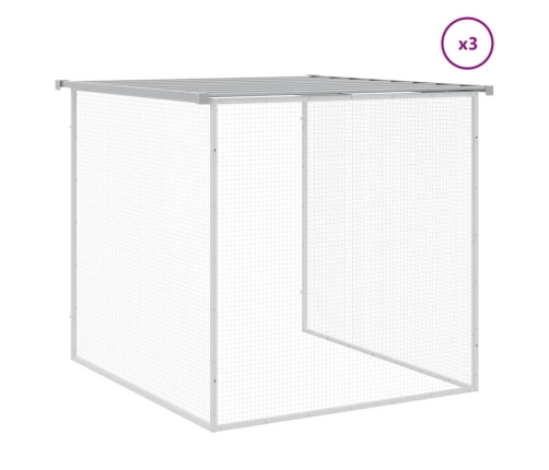 vidaXL vistu būris, jumts, gaiši pelēks, 403x98x90 cm, cinkots tērauds