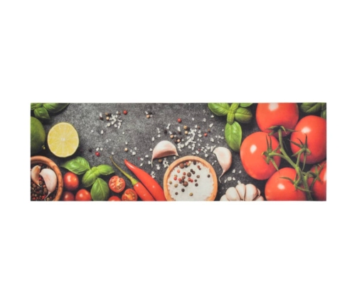 vidaXL virtuves paklājs, mazgājams, dārzeņu apdruka, 60x180 cm, samts