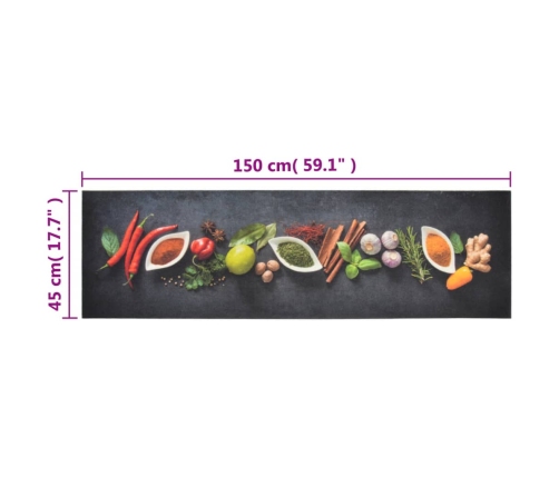 vidaXL virtuves paklājs, mazgājams, garšvielu apdruka, 45x150 cm