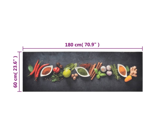 vidaXL virtuves paklājs, mazgājams, garšvielu apdruka, 60x180 cm