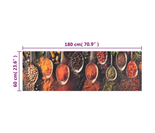 vidaXL virtuves paklājs, mazgājams, karotes un garšvielas, 60x180 cm