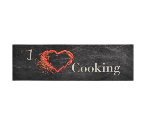 vidaXL virtuves paklājs, mazgājams, ar uzrakstu, 45x150 cm, samts