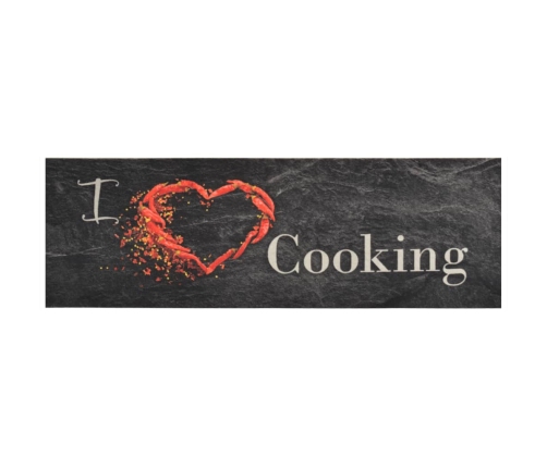 vidaXL virtuves paklājs, mazgājams, ar uzrakstu, 60x180 cm, samts